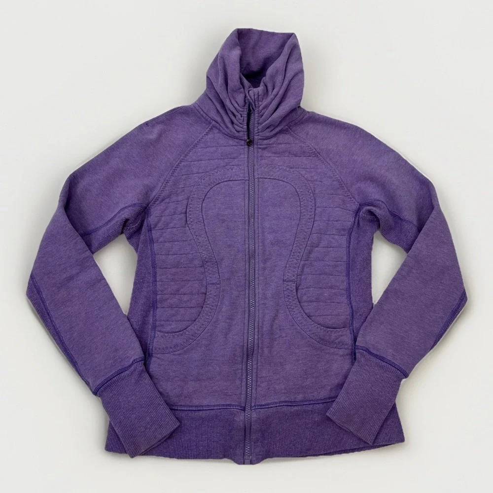 Lululemon Calm & Cozy Jacket "Scuba Cuddle Up" Womens 6 Purple Sweatshirt - Picture 2 of 14